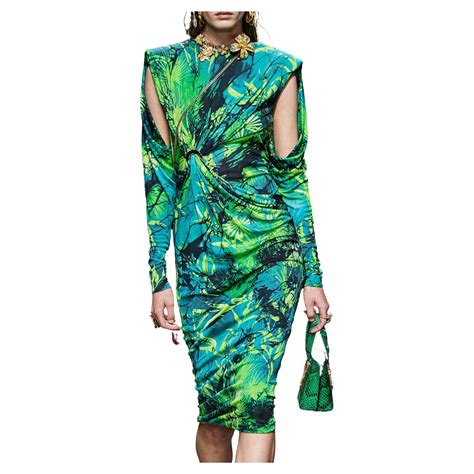 green versace jungle print dress